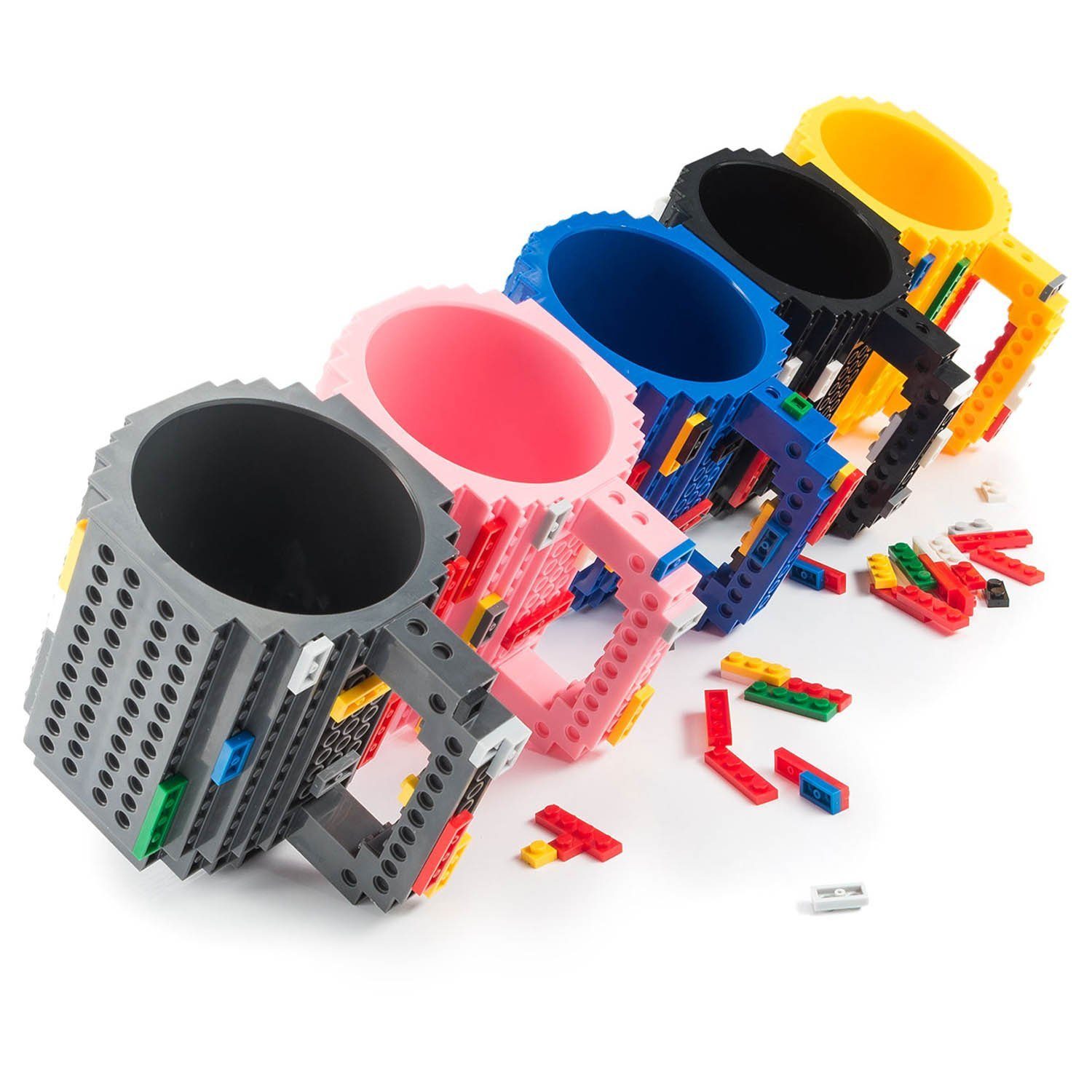 Goods+Gadgets Tasse Brick Mug Tasse mit Bausteinen, Kunststoff, Kaffeetasse Kaffee-Becher 350ml