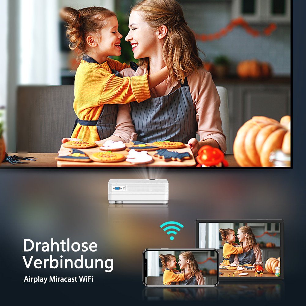 VANKYO Leisure 470P Beamer (5000 lm, 5000:1, 1920*1080 px, VANKYO Leisure 470 Pro 1080P-Projektor 200lumen 5G-WLAN-Außenprojektor)