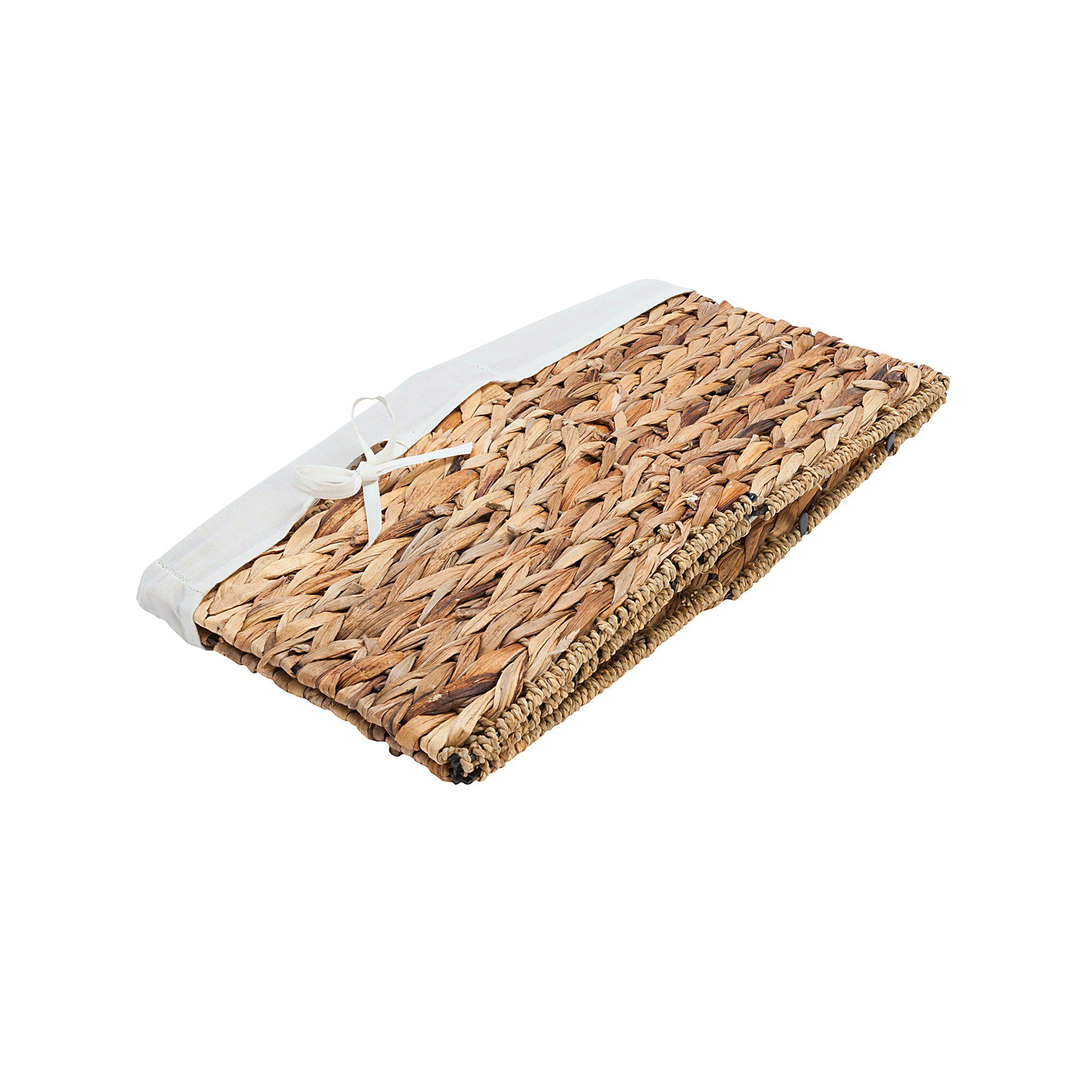 Panier de rangement pliable forme carré tressé jacinthe d'eau