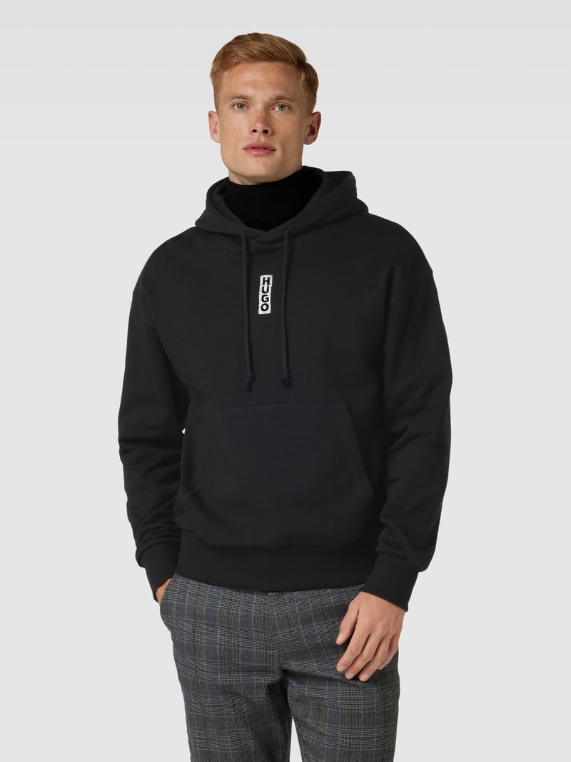 Hoodie mit Label-Detail Modell 'Diushi' in schwarz