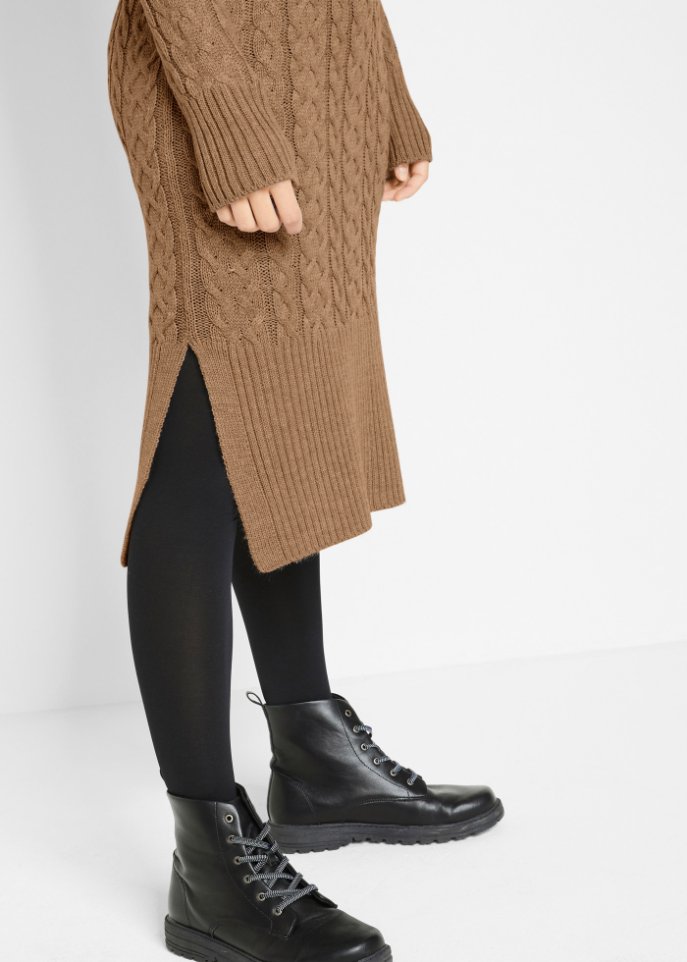 Strickkleid in Midilänge mit Struktur