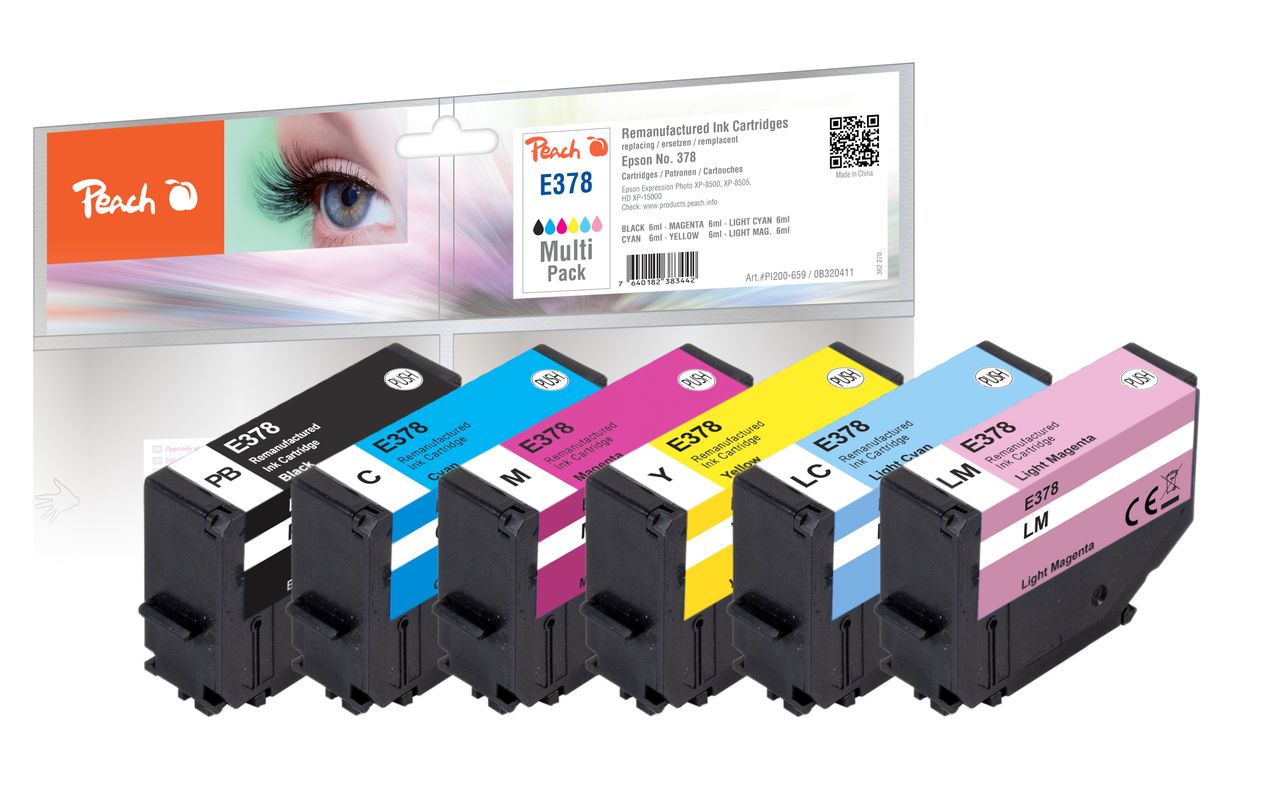Peach Spar Pack Tintenpatronen ersetzt Epson T3788, No. 378