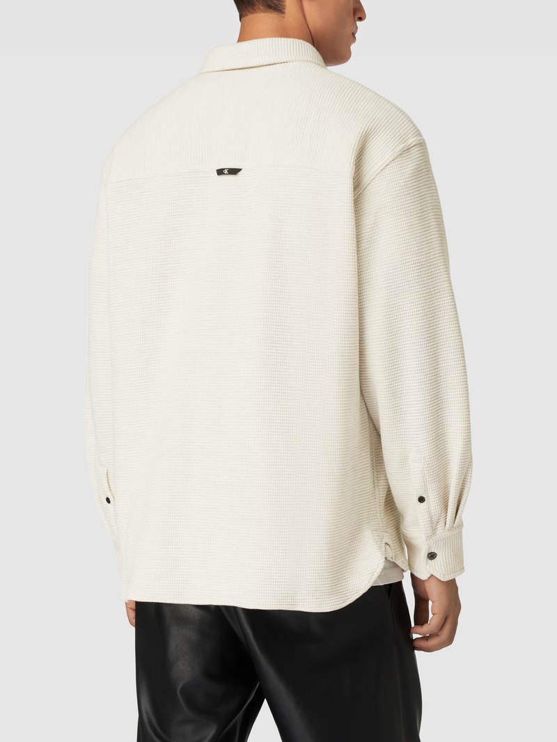 Freizeithemd mit Label-Patch in offwhite meliert