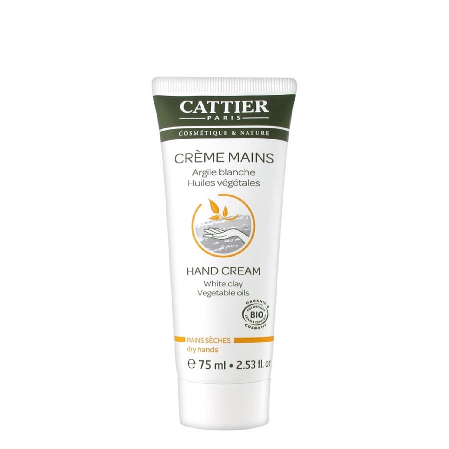 Cattier Crème Mains Sèches Argile Blanche & Huiles Végétales 75 ml