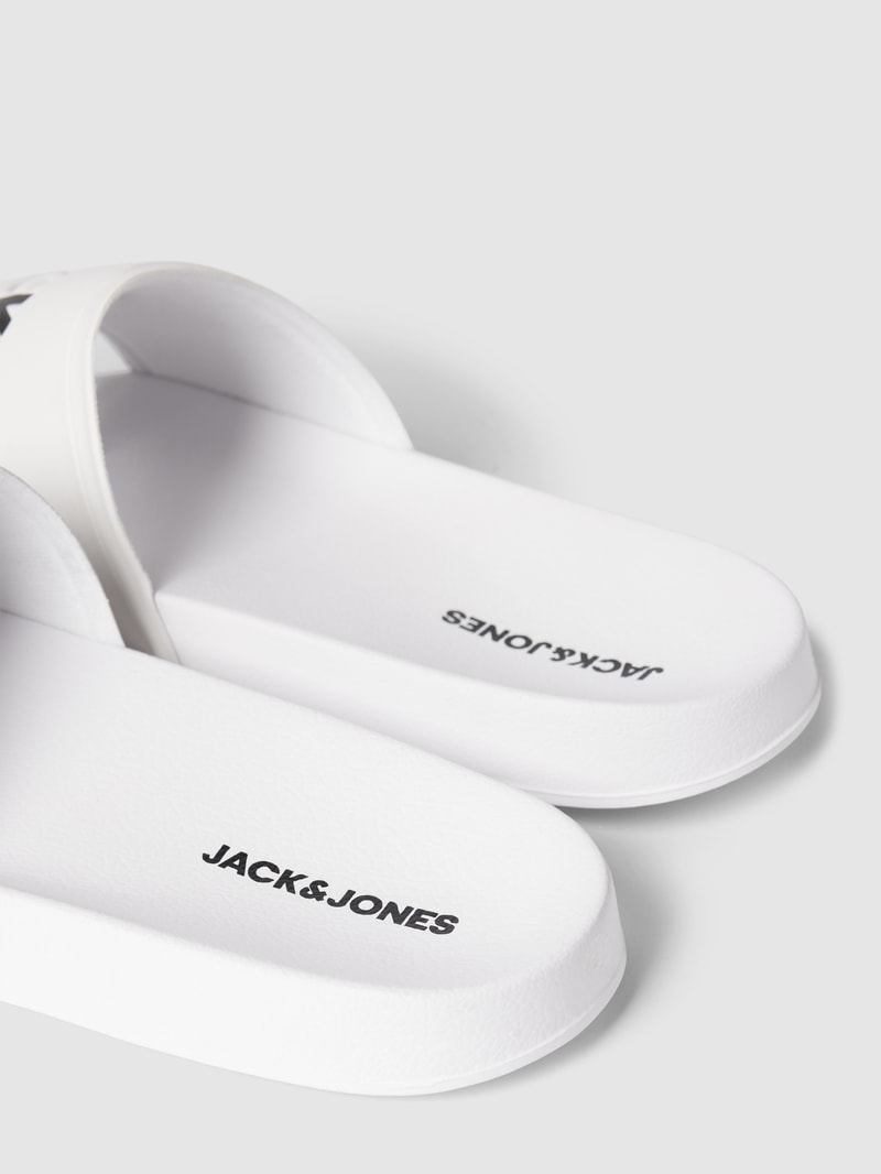 Slides mit Logo-Print Modell 'LARRY' in weiß