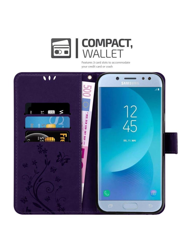 cadorabo Hülle für Samsung Galaxy J5 2017 Blumen Design in FLORAL DUNKEL LILA günstig kaufen onesize