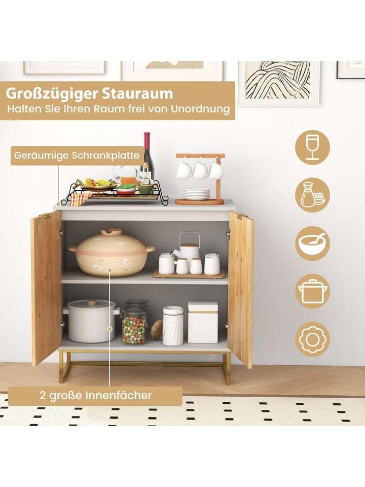 COSTWAY Sideboard mit 2 Türen 80 x 40 x 80 cm in Weiß günstig kaufen onesize
