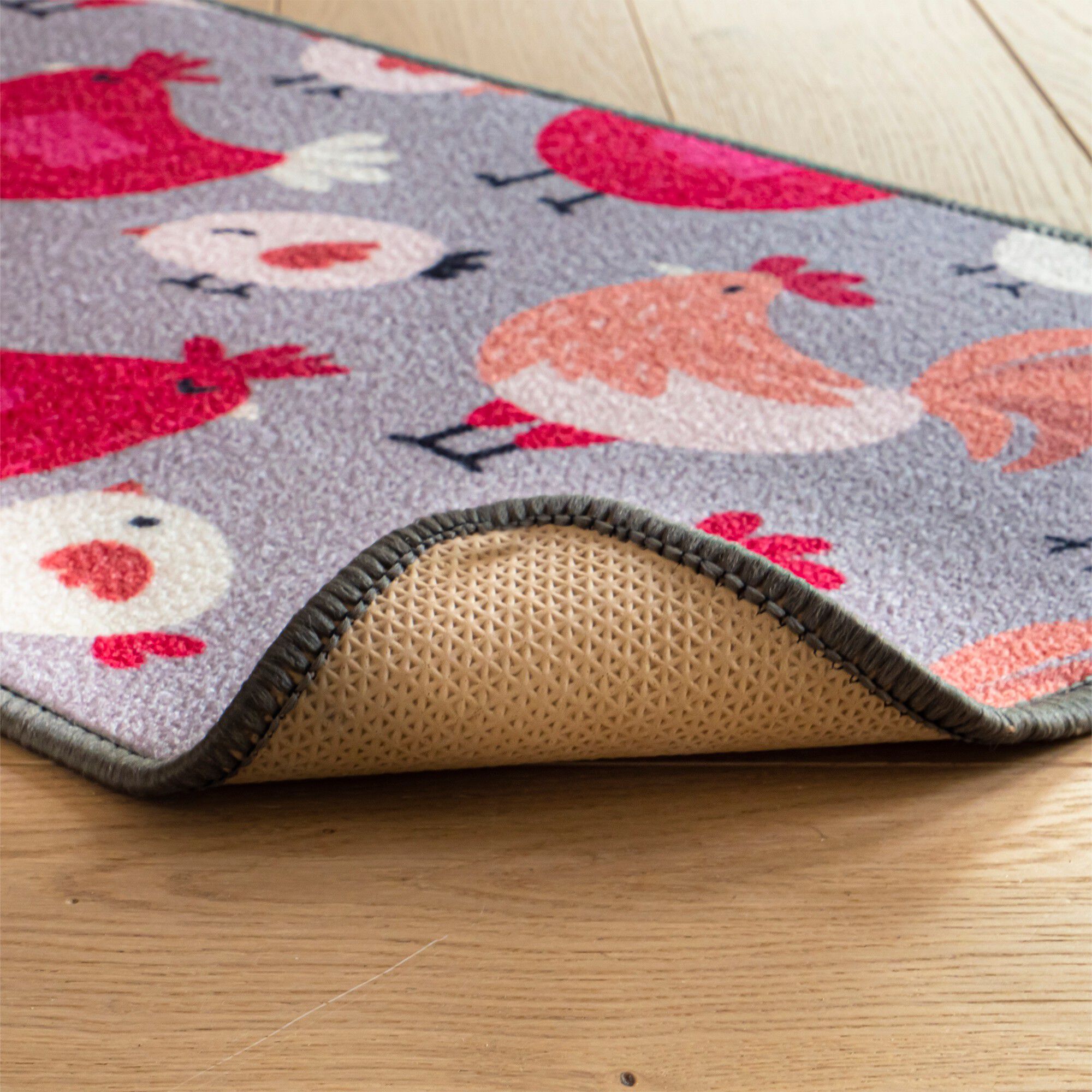 Tapis cuisine motif poules