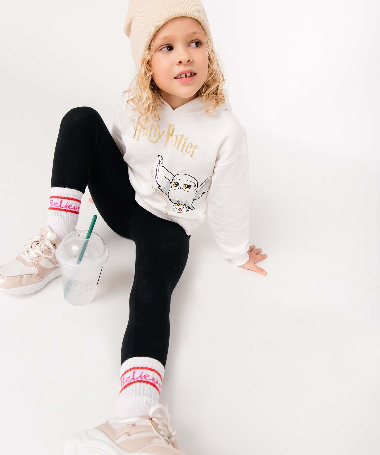 Sweat fille court à capuche avec motif - Harry Potter ecru | GEMO