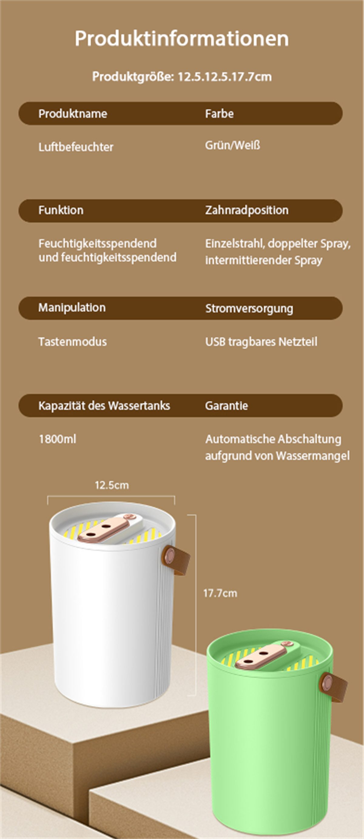 Die Sterne Luftbefeuchter Leiser USB-Luftbefeuchter mit großer Kapazität und Nachtlicht