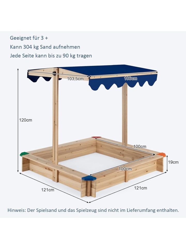 COSTWAY Sandkasten aus Zedernholz in Beige günstig kaufen onesize