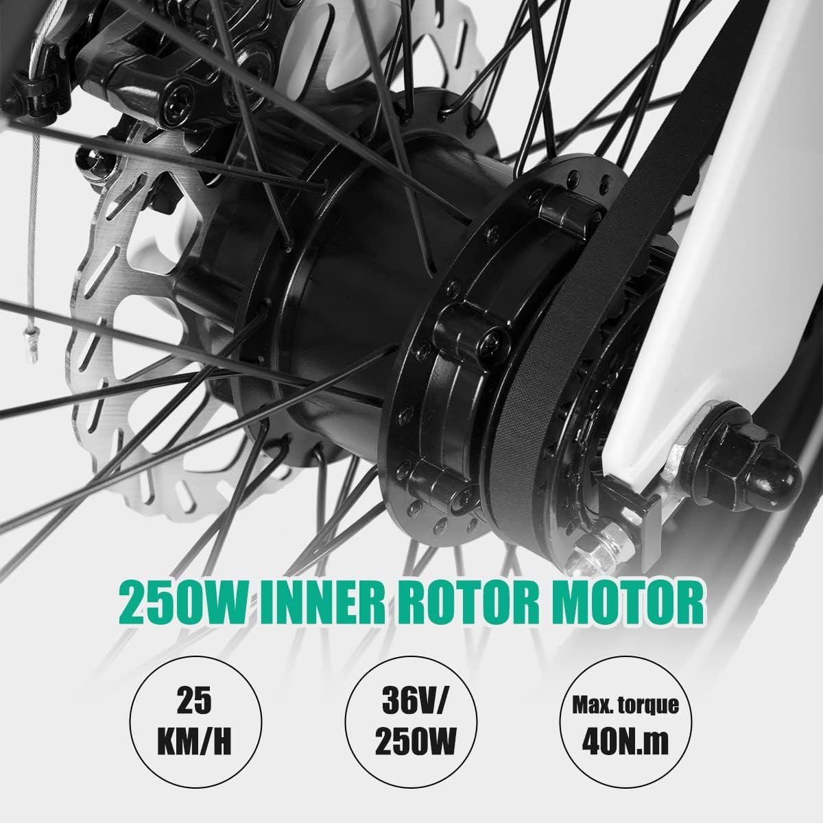 HILAND E-Bike E-Klapprad 20 Zoll Riemenantrieb,Samsung 10AH Akku,Drehmomentsensor, 1 Gang, Kettenschaltung, Heckmotor, 360,00 Wh Akku, (Set, mit akku-ladegerat, mit werkzeung, mit beleuchtungsset), für Damen und Herren 160 - 185 cm City Commuter E-Kl