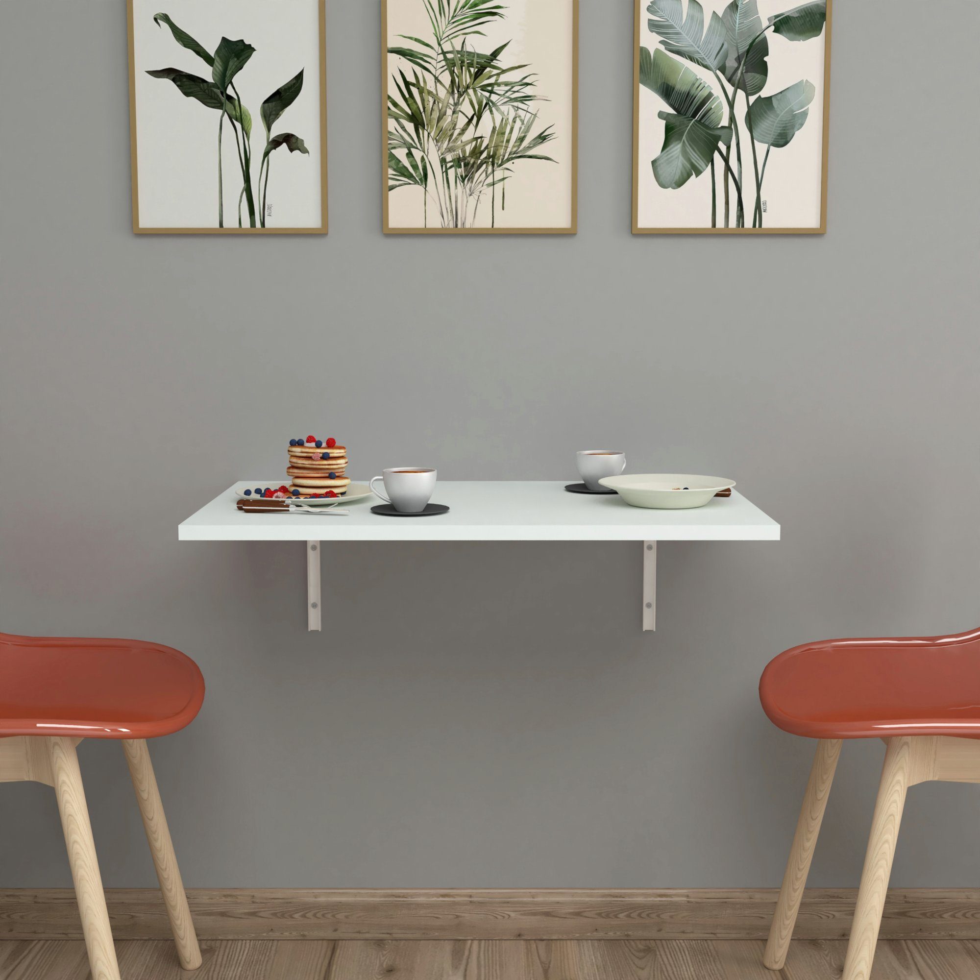 en.casa Klapptisch, Klepp Wandklapptisch 72x45cm zur Wandmontage Weiß