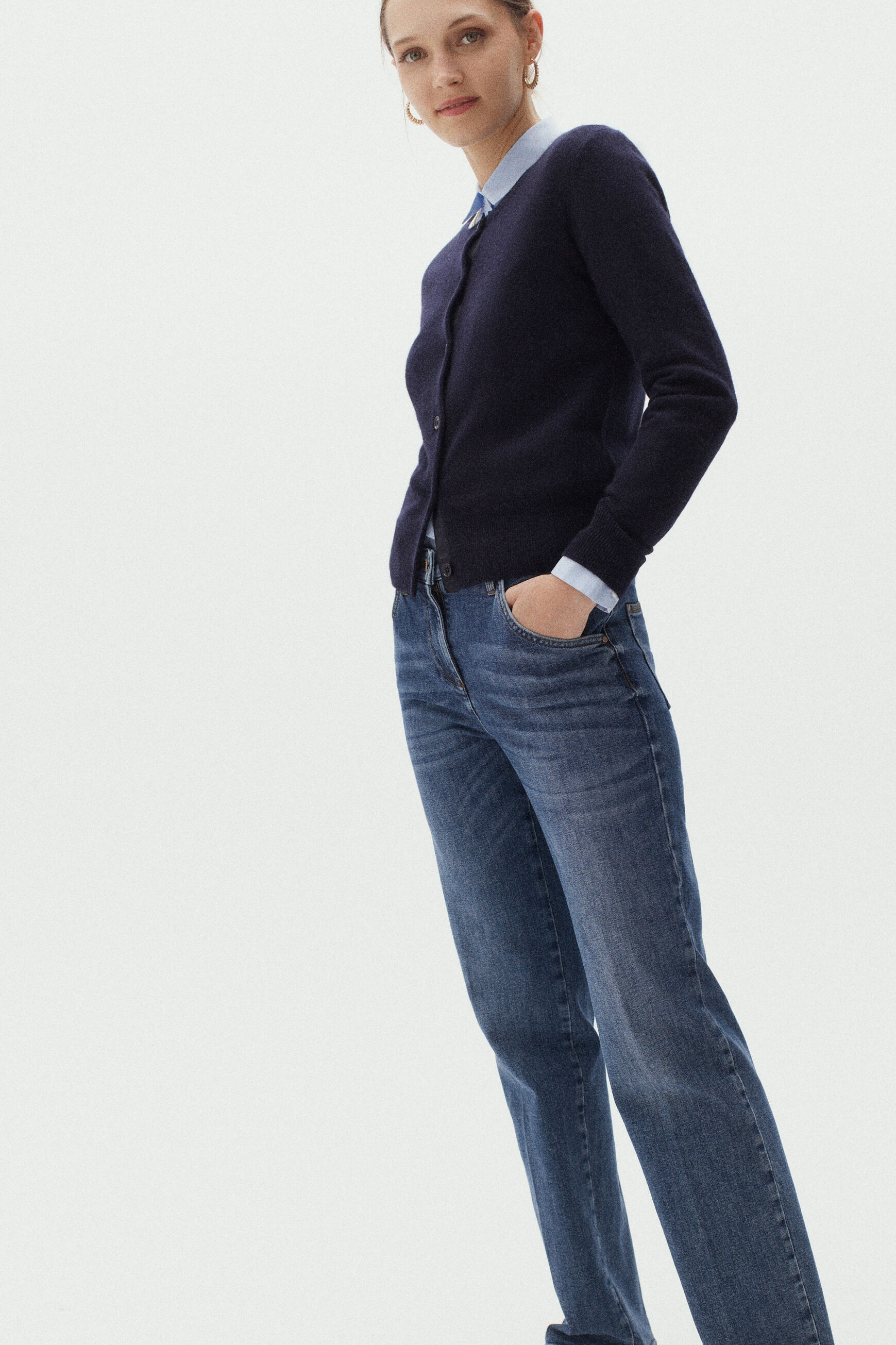 gilet caroline 100% cachemire bleu marine femme