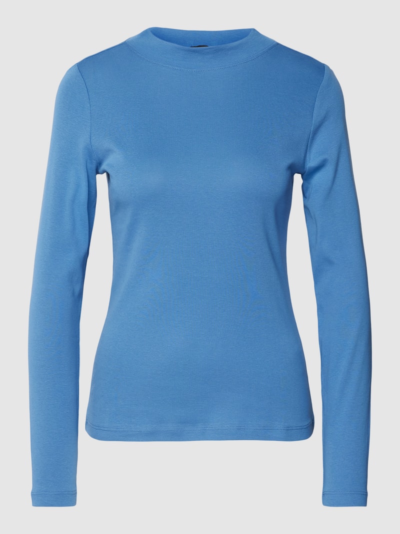 Longsleeve mit geripptem Rundhalsausschnitt in eisblau