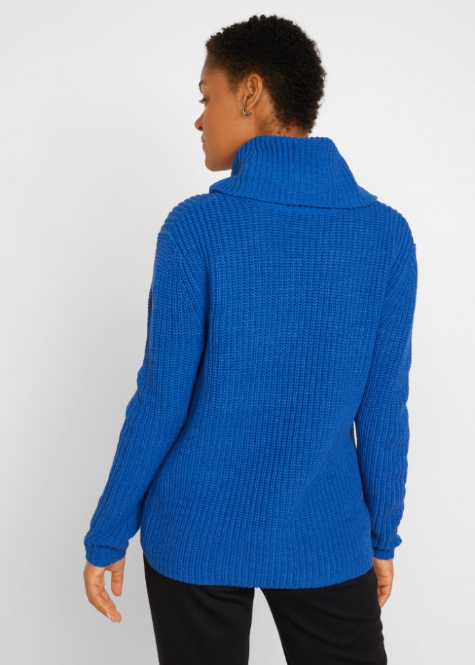 Grober Strickpullover mit weitem Kragen