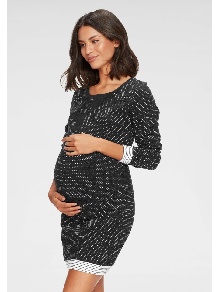 VIVANCE DREAMS Umstandsnachthemd in schwarz-weiß-gepunktet günstig kaufen 32/34