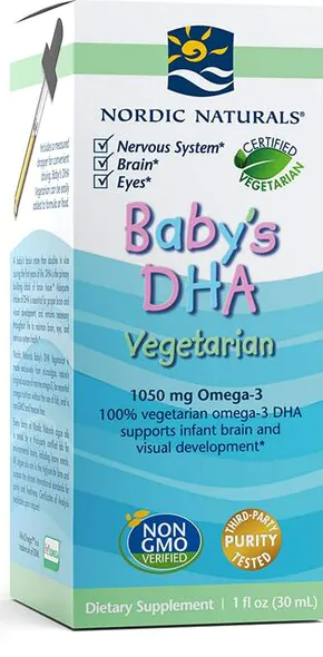 Nordic Naturals Baby's DHA Vegetarisk, Omega-3 fedtsyrer 1050 mg til børn, dråber