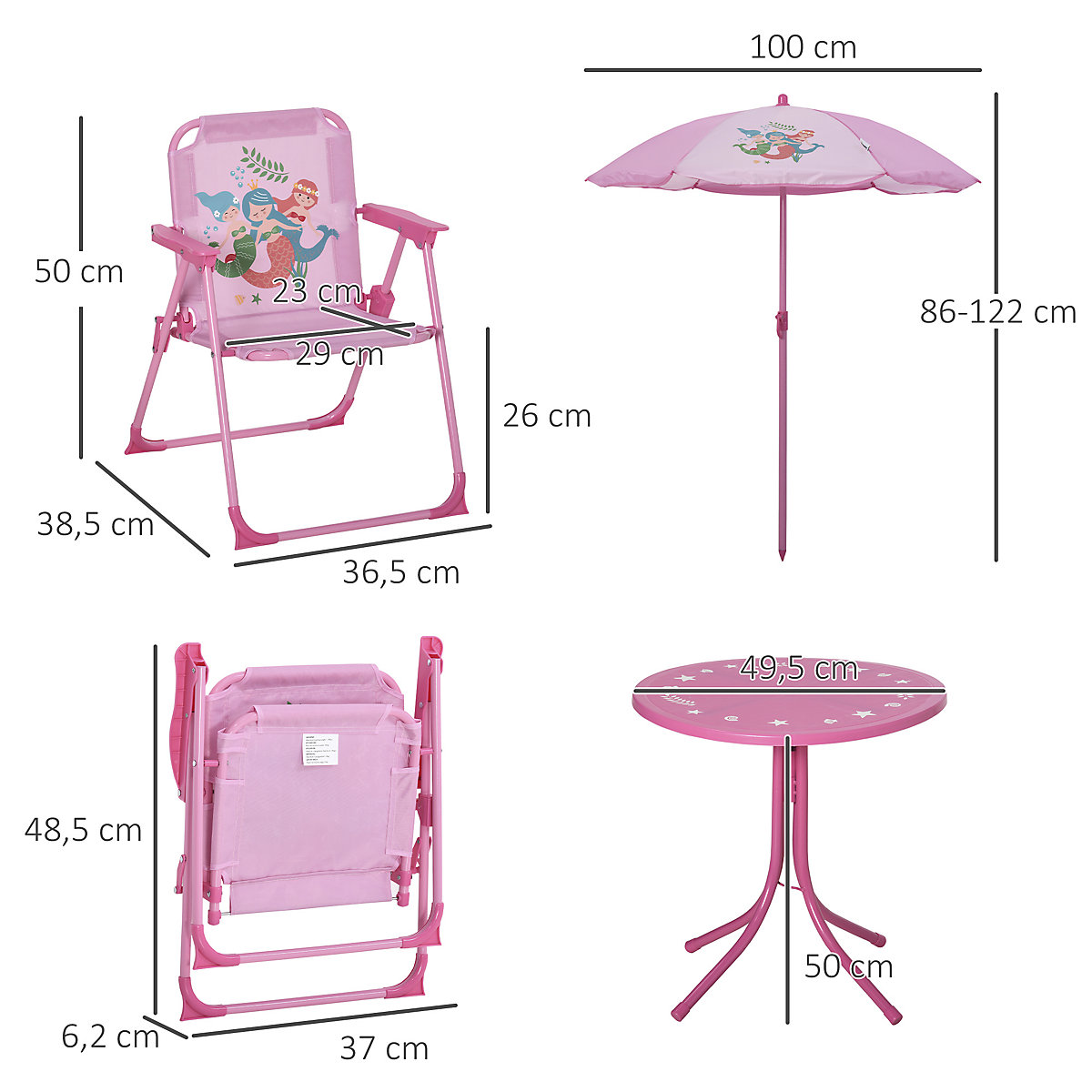Kindersitzgruppe mit Tisch und Sonnenschirm