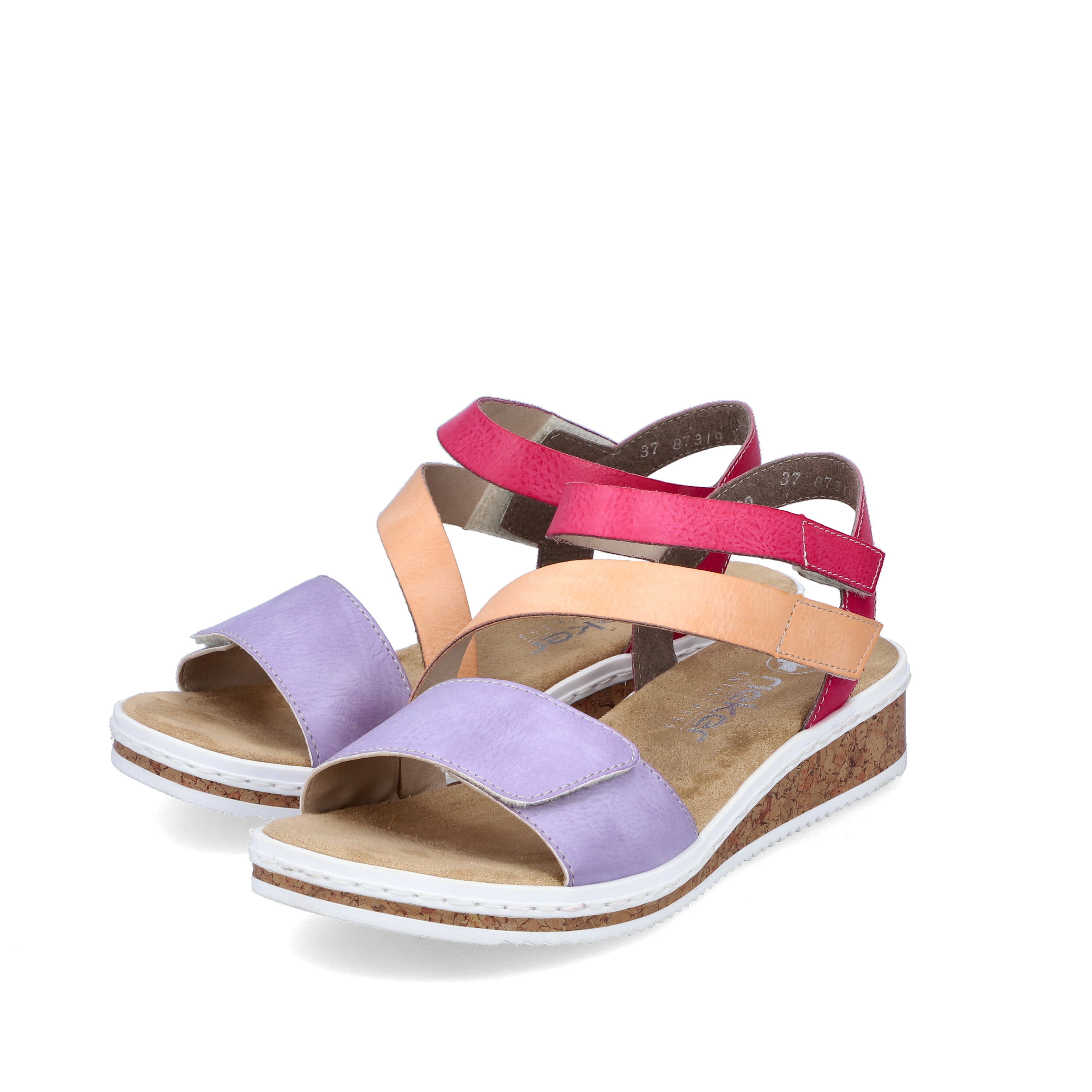 Rieker Damen Keilsandaletten lila-pink-lachsfarben
