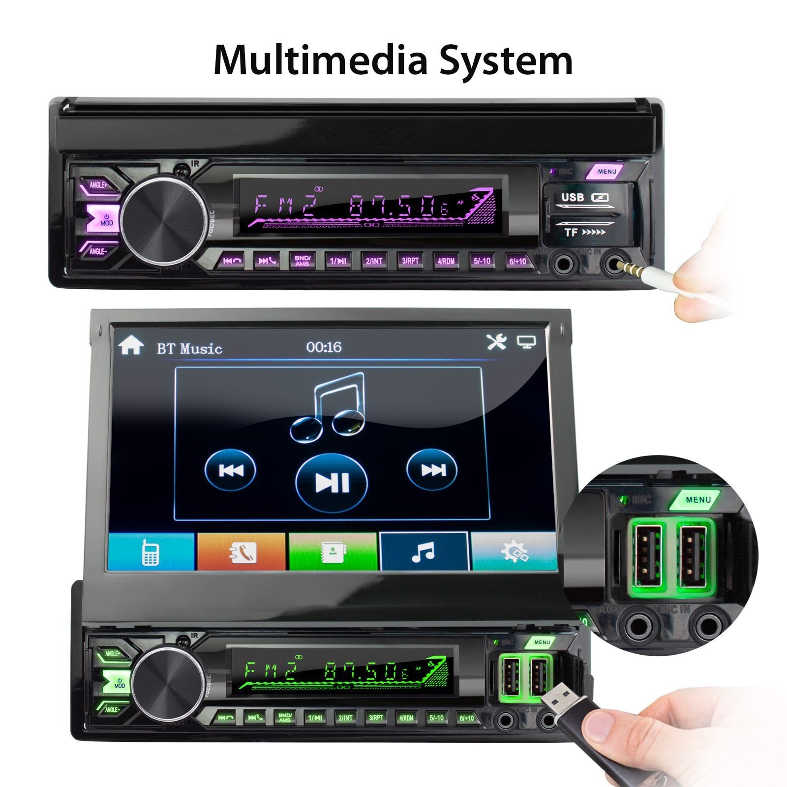 XOMAX XM-V780 Autoradio mit DAB+ plus, 7 Zoll Bildschirm, Bluetooth, 1 DIN Autoradio