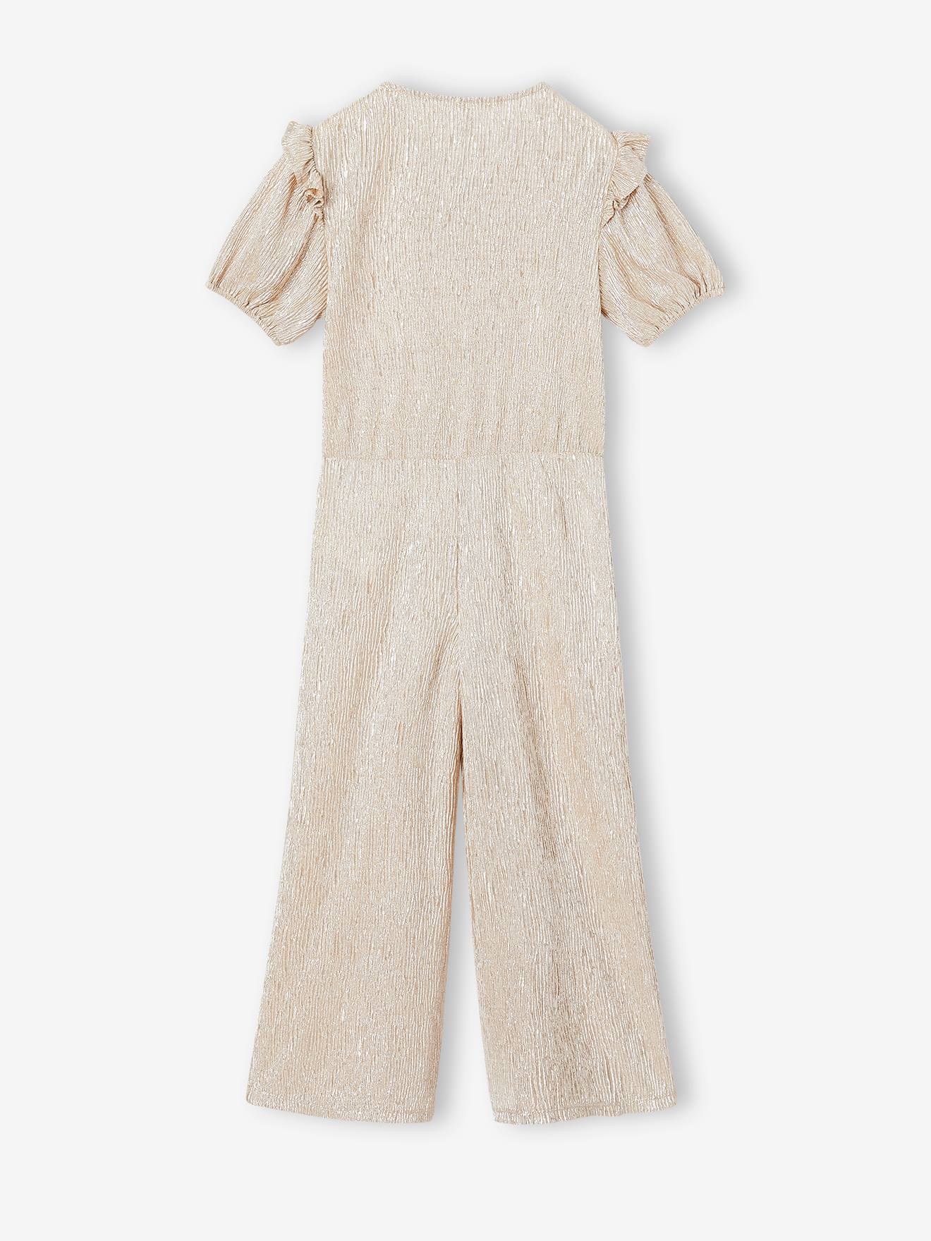Vertbaudet Festlicher Mädchen Jumpsuit mit Ballonärmeln - gold