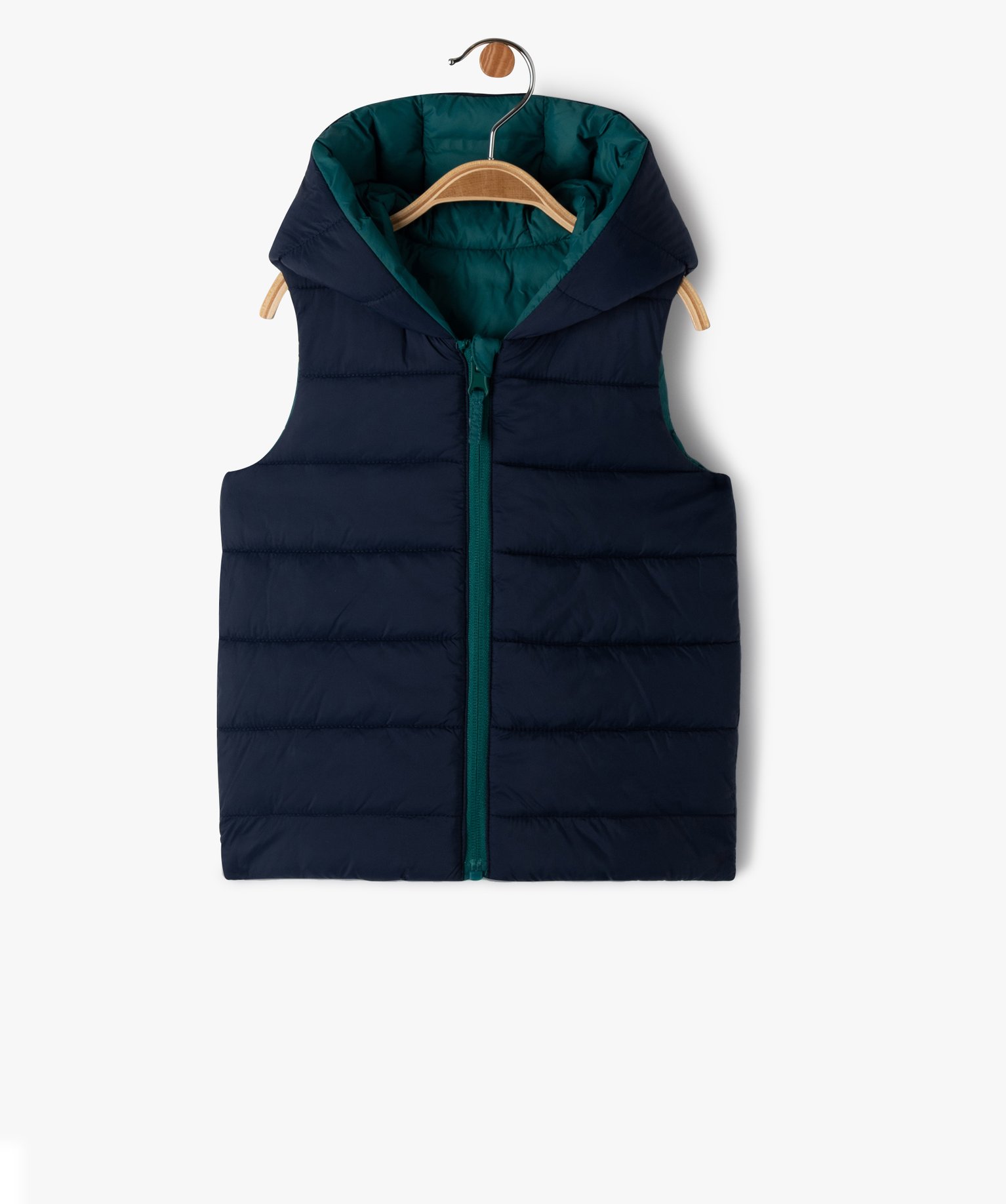 Blouson sans manches réversible à capuche bébé Garçon vert | GEMO