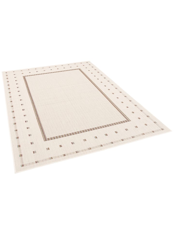 Pergamon In & Outdoor Teppich Flachgewebe Campus Bordüre in Beige günstig kaufen 80 x 150cm