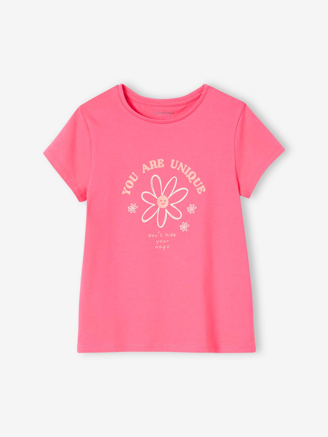 Vertbaudet 3er-Pack Mädchen T-Shirts, Glanzdetails BASIC Oeko-Tex - himbeer