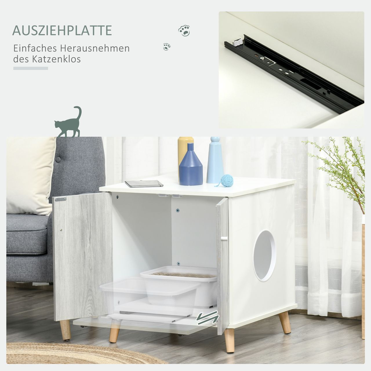 PawHut Kratzbaum Rattan Katzenbaum Kletterbaum mit Katzenhöhle Sisalstämmen Spielbälle Katzenmöbel Höhe 95 cm Sisal Natur Beige