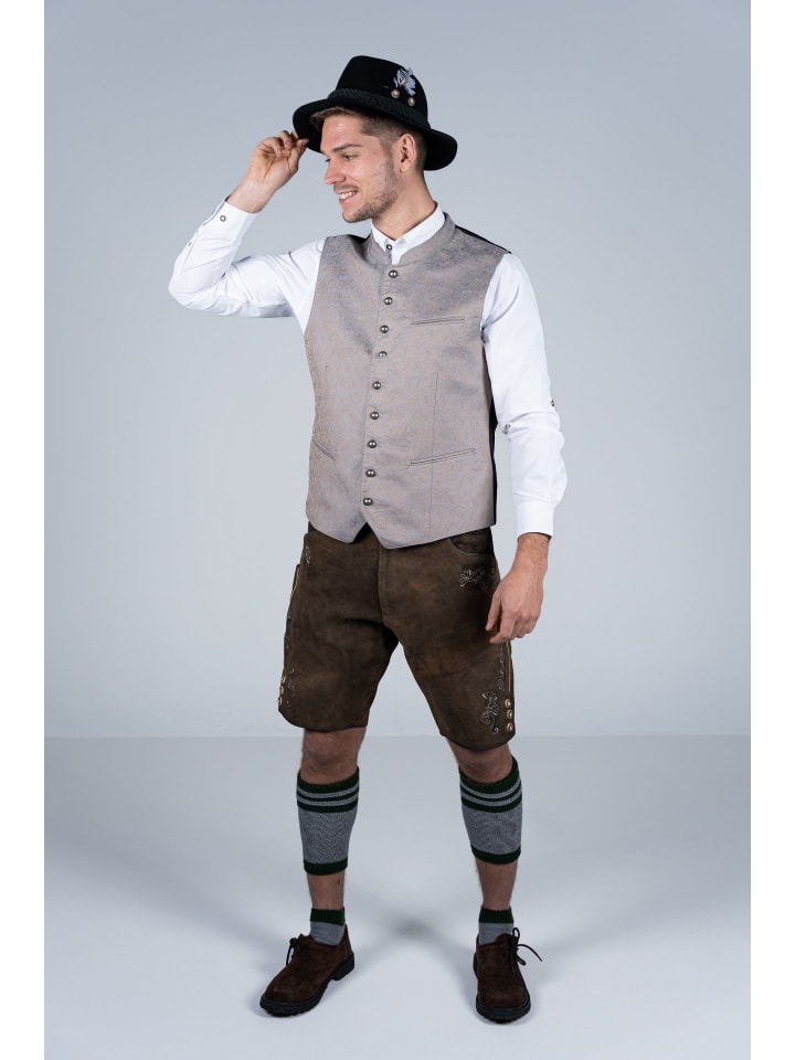 Edelnice Kurze Wildbock Lederhose Lothar in dunkelbraun günstig kaufen