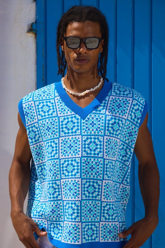 Gehäkeltes Oversize Tanktop mit V-Ausschnitt