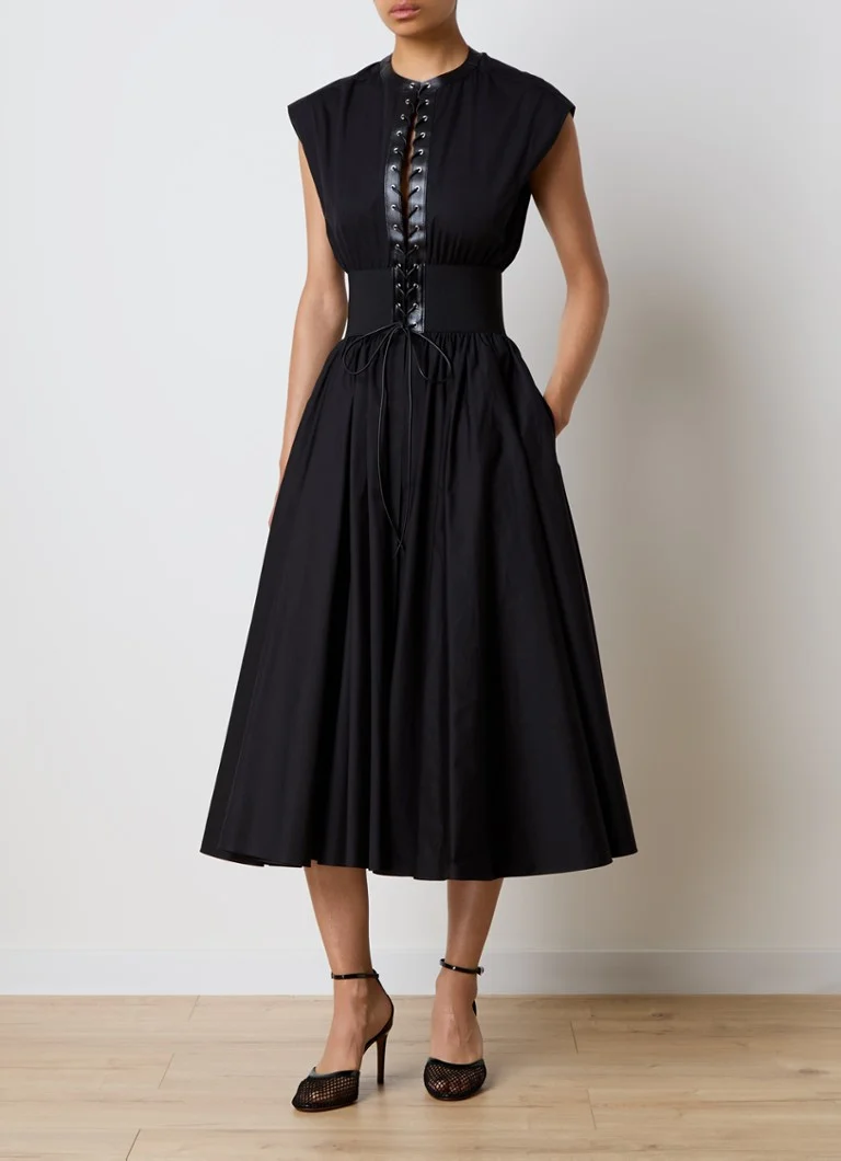 Alaïa Midi dress with lace-up detail and side pockets