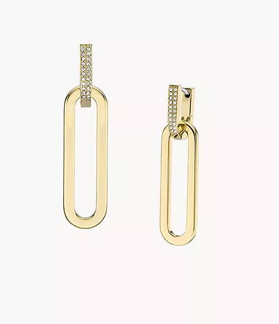 Fossil Hängeohrringe Heritage D-Link Glitz Edelstahl goldfarben