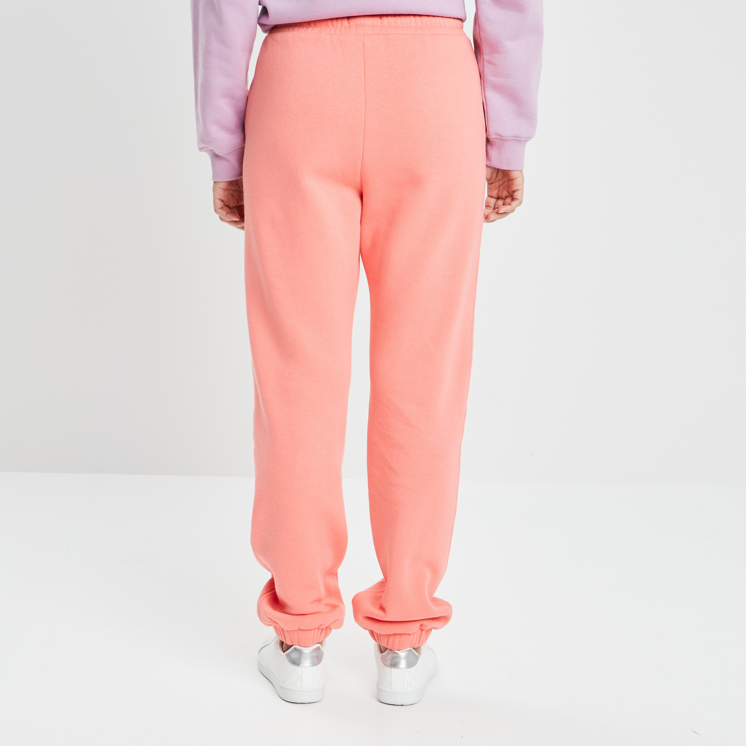 Pantalon jogging droit molleton rose corail femme | La Halle