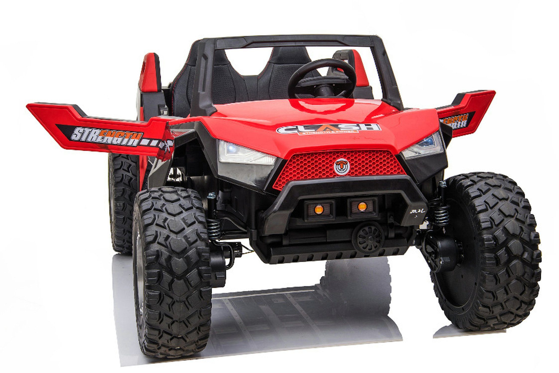 TPFLiving electric children's car buggy 928 - motor: 4 x 12V - battery: 2 x 12 volts/7Ah, load capacity 60 kg, children's car - electric buggy with leather seat and seat belt