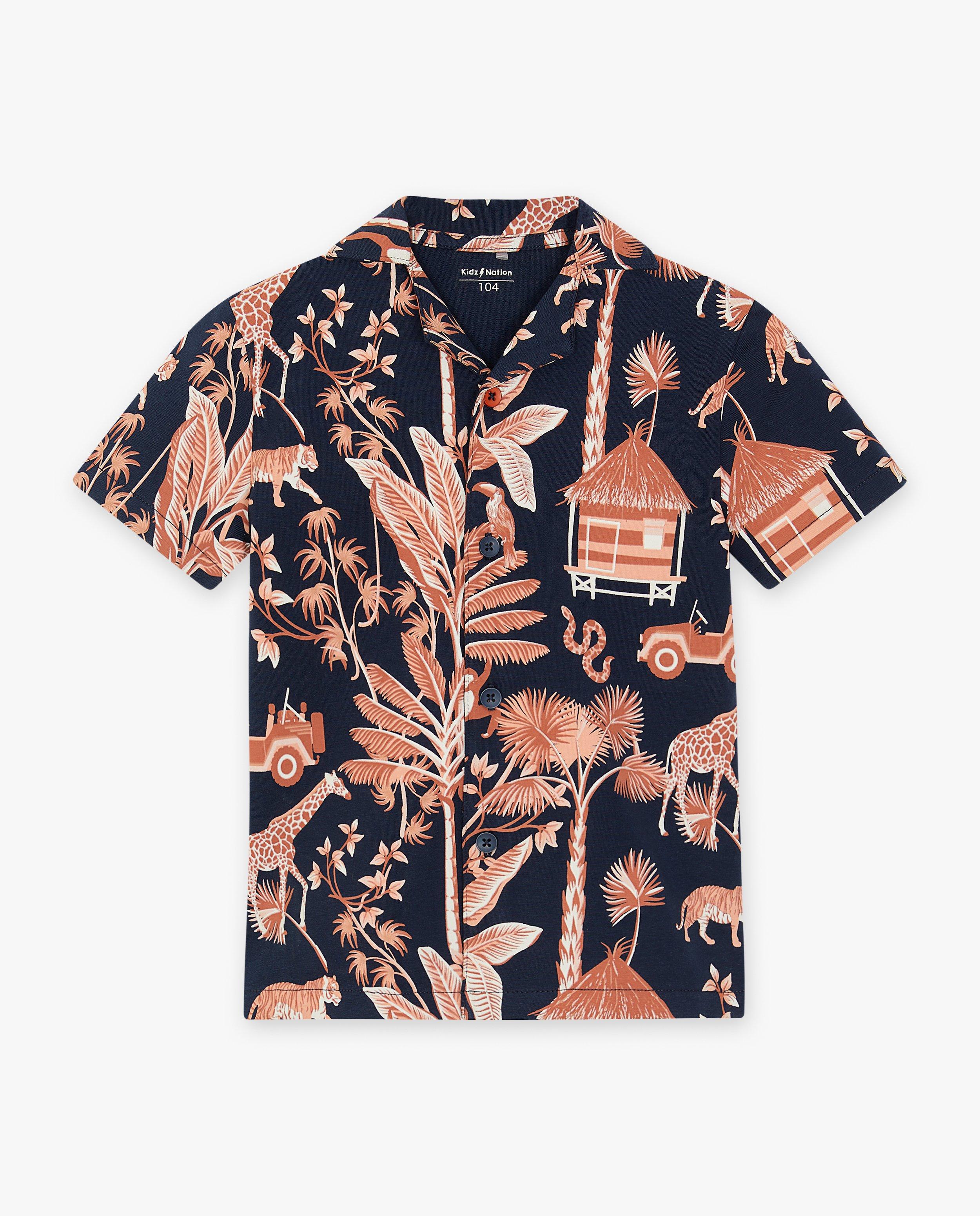 Tricou Kidz Nation cu imprimeu tropical, 2-7 ani albastru închis