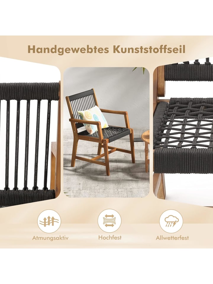 COSTWAY 2er Set Gartenstuhl in Schwarz günstig kaufen onesize