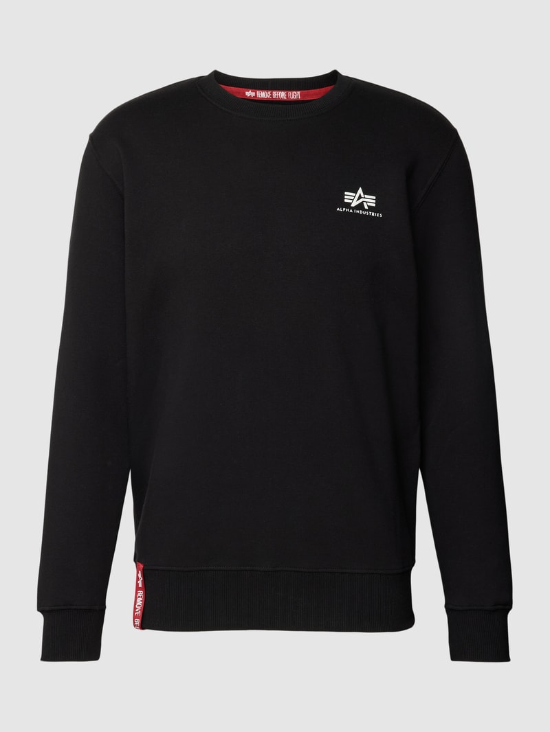 Sweatshirt mit Label-Print Modell 'BASIC' in schwarz