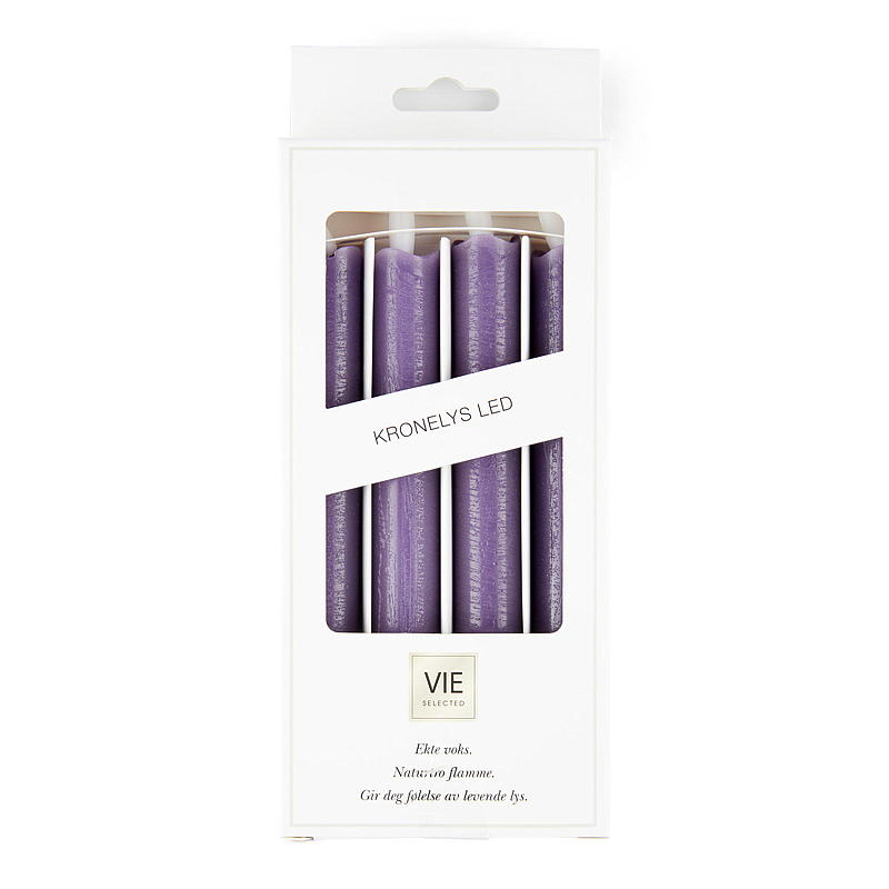 Vie Selected Kronelys 4-pk 20,5 cm LED lilla