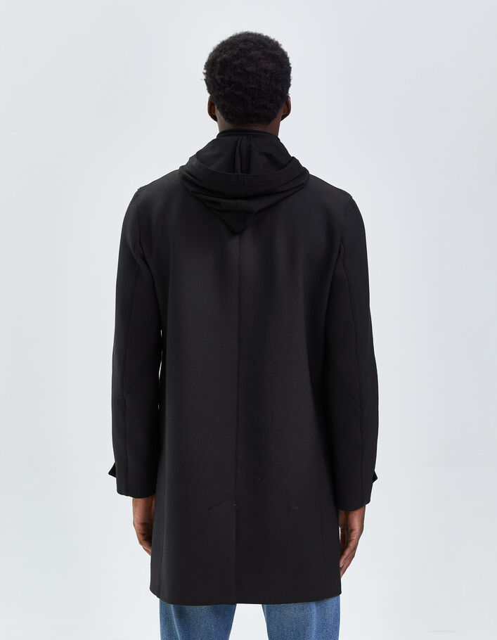Trench noir à parementure-capuche amovible Homme