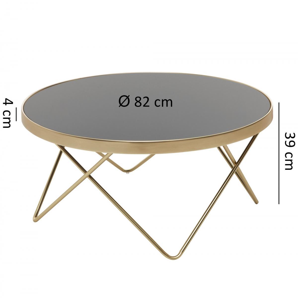 Wohnling Couchtisch DANA Ø 82 cm Schwarz / matt Gold