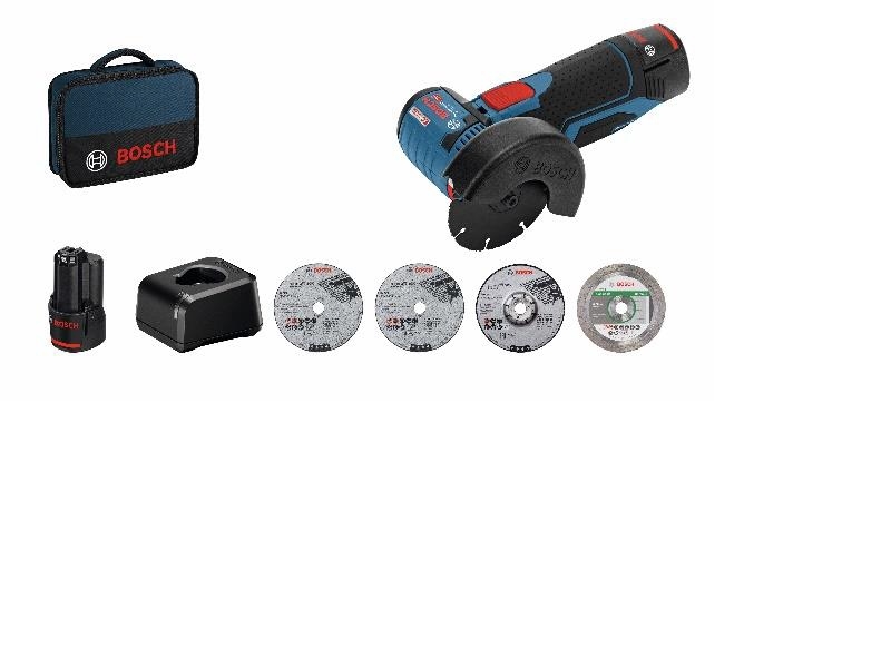 Polizor unghiular fără fir Bosch Blue 06019F200C GWS 12V-76 12V 2.0Ah Li-Ion + set accesorii