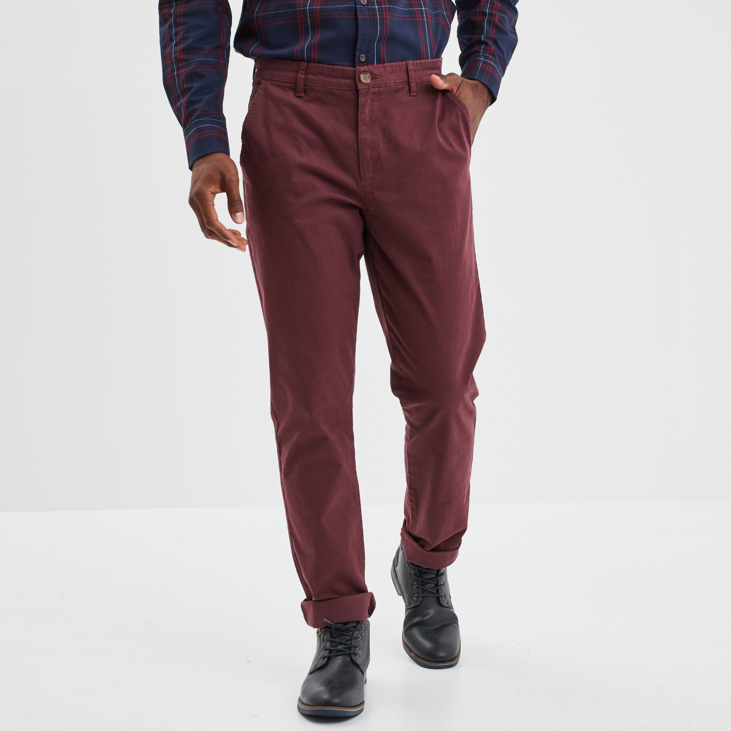 Pantalon chino prune homme | La Halle
