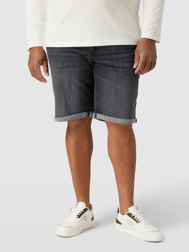 PLUS SIZE Jeansshorts mit fixierten Beinumschlägen Modell 'RICK' in schwarz