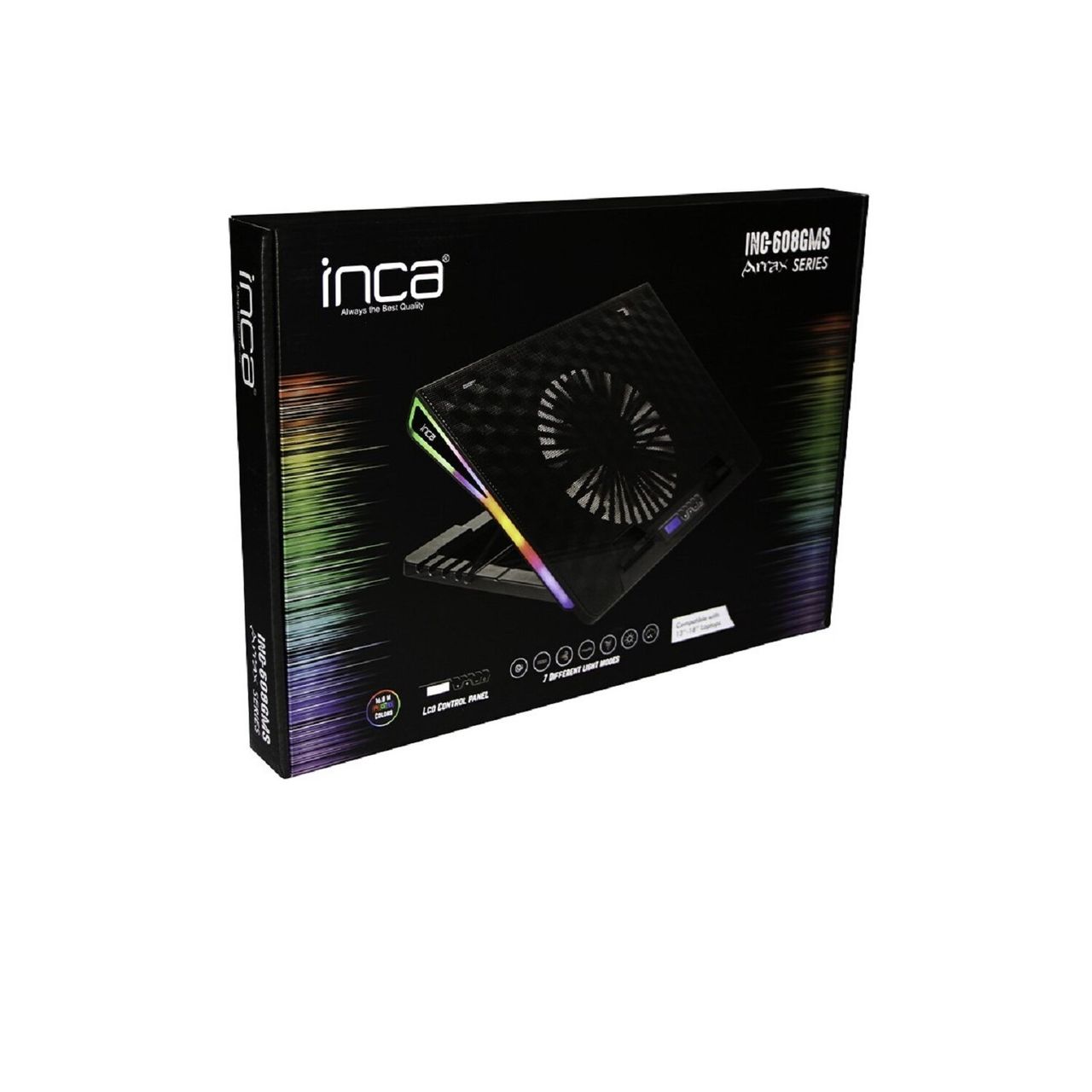 Inca INC-608GMS Laptopkühler Notebookkühler geeignet für 13-18-Zoll-Laptops 1x185mm Lüfter