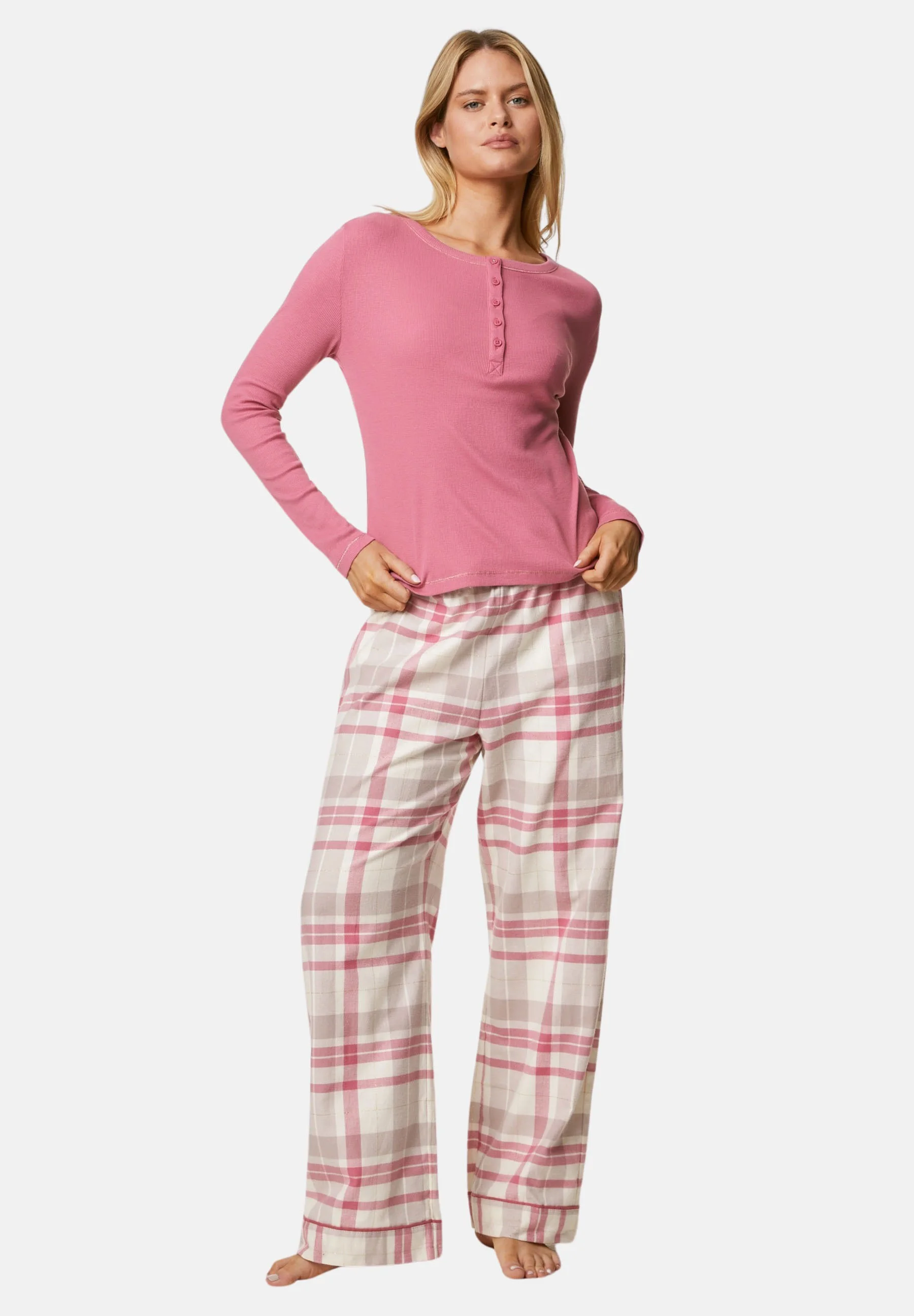 Pijama de cuadros ricos en algodón de Marks & Spencer