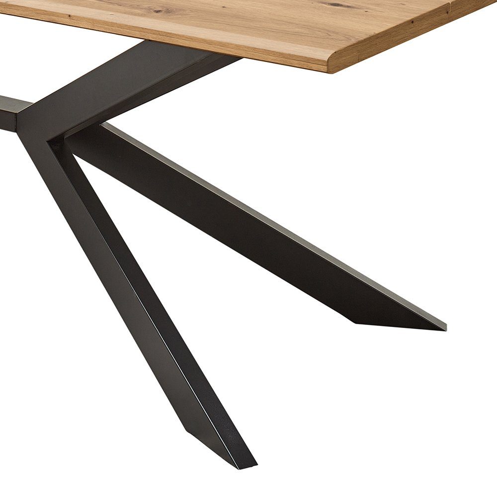 Lomadox Esszimmer-Set FALLON-55, (Spar-Set, 3-St), Tisch mit Spider-Fußgestell, 210x100cm, weiß mit Eiche