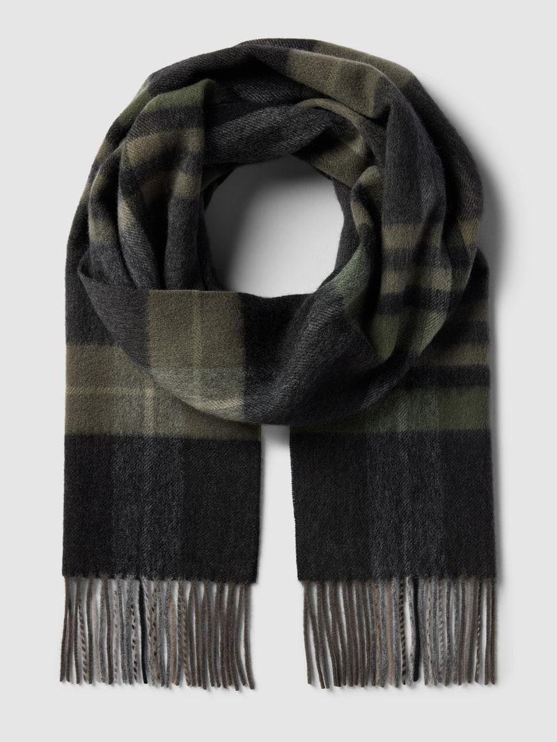 Schal mit Tartan-Karo in olivgrün
