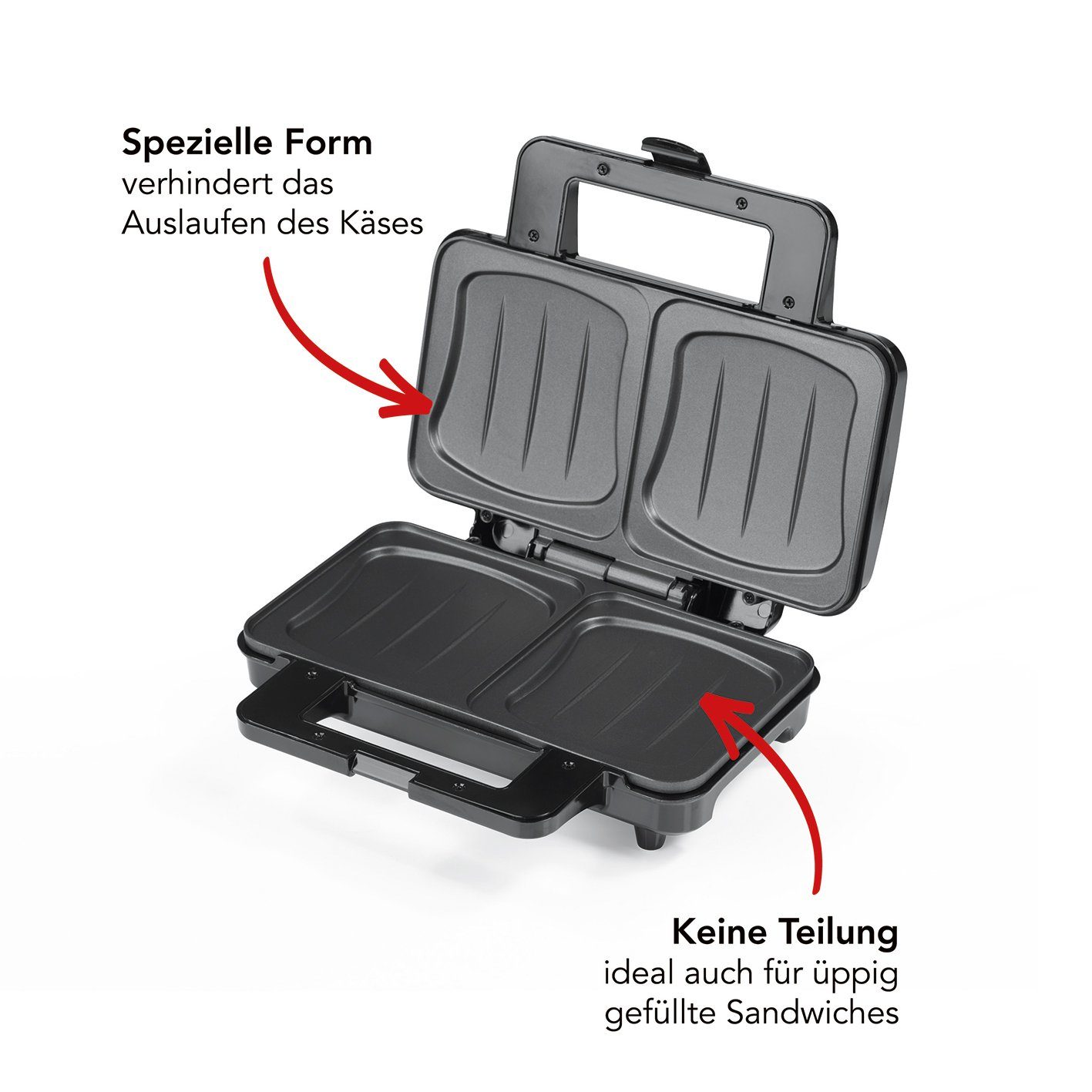MAXXMEE Sandwichmaker, 900 W, XXL Edelstahl/Schwarz